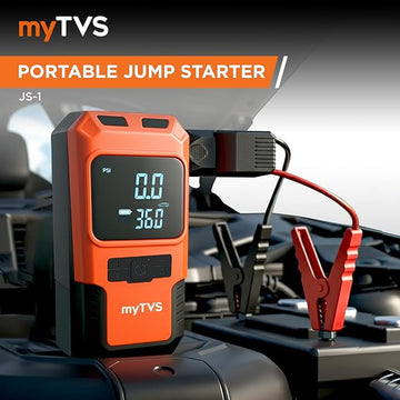 myTVS 3-in-1 Car Jump Starter for Car with Tyre Inflator & Power Bank | 150 PSI Auto-Stop | 10000mAh Battery | LED Torch SOS | Cars & Bikes| Type-C | 1+1 Year Warranty