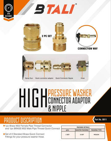 HPW Accessories – Quick Connector Adaptor & Nipple